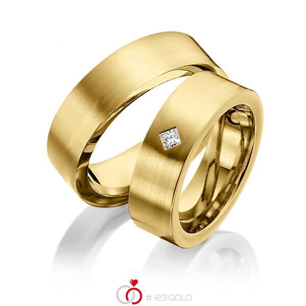 Paar klassische Trauringe/Eheringe in Innen Gelbgold 585 , außen Gelbgold 585 mit zus. 0,05 ct. Prinzess-Diamant tw, si von 123gold - Y-1262-4 Paar klassische Trauringe/Eheringe in Innen Gelbgold 585 , außen Gelbgold 585 mit zus. 0,05 ct. Prinzess-Diamant tw, si von 123gold - Y-1262-4