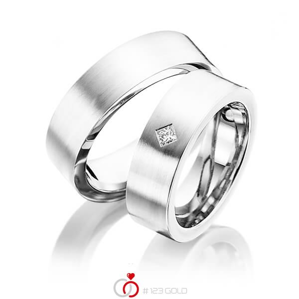Paar klassische Trauringe/Eheringe in Innen Weißgold 585 , außen Weißgold 585 mit zus. 0,05 ct. Prinzess-Diamant tw, si von 123gold - Y-1262-6 Paar klassische Trauringe/Eheringe in Innen Weißgold 585 , außen Weißgold 585 mit zus. 0,05 ct. Prinzess-Diamant tw, si von 123gold - Y-1262-6
