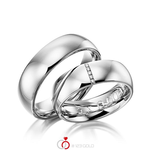 Paar klassische Trauringe/Eheringe in Palladium 950 mit zus. 0,04 ct. Brillant tw, si von 123gold - Y-1122-1 Paar klassische Trauringe/Eheringe in Palladium 950 mit zus. 0,04 ct. Brillant tw, si von 123gold - Y-1122-1