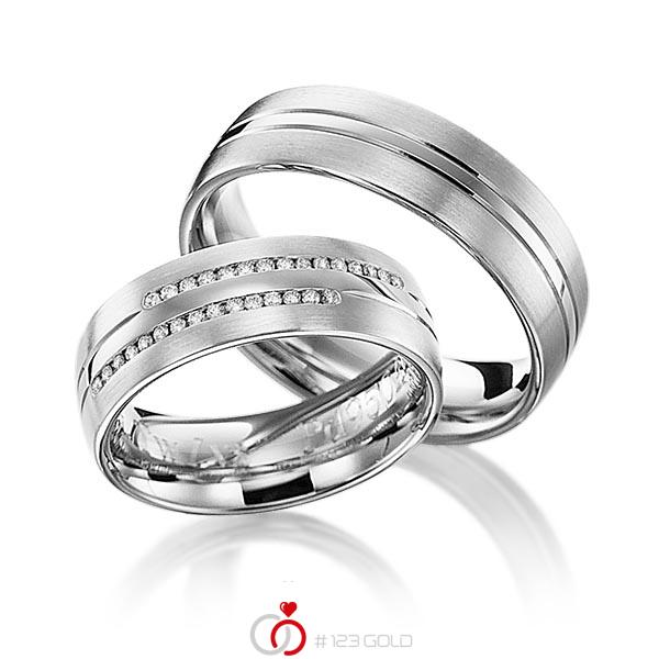 Paar klassische Trauringe/Eheringe in Palladium 950 mit zus. 0,15 ct. Brillant tw, si von 123gold - Y-1145-3 Paar klassische Trauringe/Eheringe in Palladium 950 mit zus. 0,15 ct. Brillant tw, si von 123gold - Y-1145-3