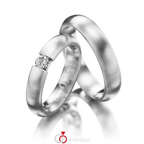 Paar klassische Trauringe/Eheringe in Palladium 950 mit zus. 0,25 ct. Brillant tw, si von Steinberg - Q-1250-1 Paar klassische Trauringe/Eheringe in Palladium 950 mit zus. 0,25 ct. Brillant tw, si von Steinberg - Q-1250-1