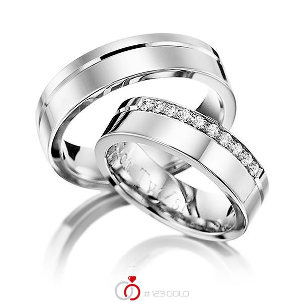Paar klassische Trauringe/Eheringe in Palladium 950 mit zus. 0,2 ct. Brillant tw, si von 123gold - Y-1135-1 Paar klassische Trauringe/Eheringe in Palladium 950 mit zus. 0,2 ct. Brillant tw, si von 123gold - Y-1135-1
