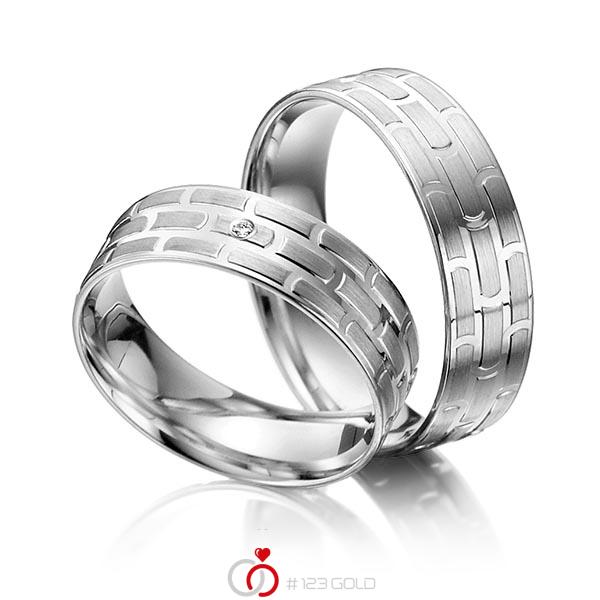 Paar klassische Trauringe/Eheringe in Platin 600 mit zus. 0,01 ct. Brillant tw, si - NP-1172-1 Paar klassische Trauringe/Eheringe in Platin 600 mit zus. 0,01 ct. Brillant tw, si - NP-1172-1