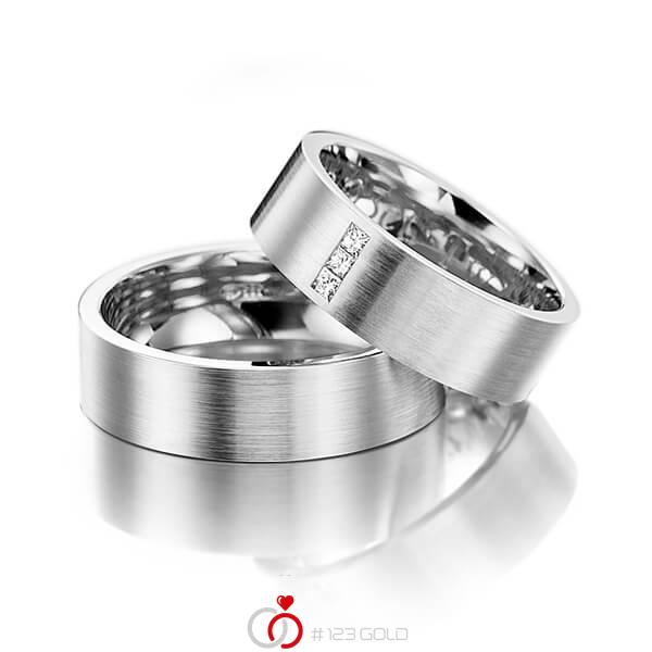 Paar klassische Trauringe/Eheringe in Platin 950 mit zus. 0,09 ct. Prinzess-Diamant tw, vs von 123gold - Y-1121-2 Paar klassische Trauringe/Eheringe in Platin 950 mit zus. 0,09 ct. Prinzess-Diamant tw, vs von 123gold - Y-1121-2