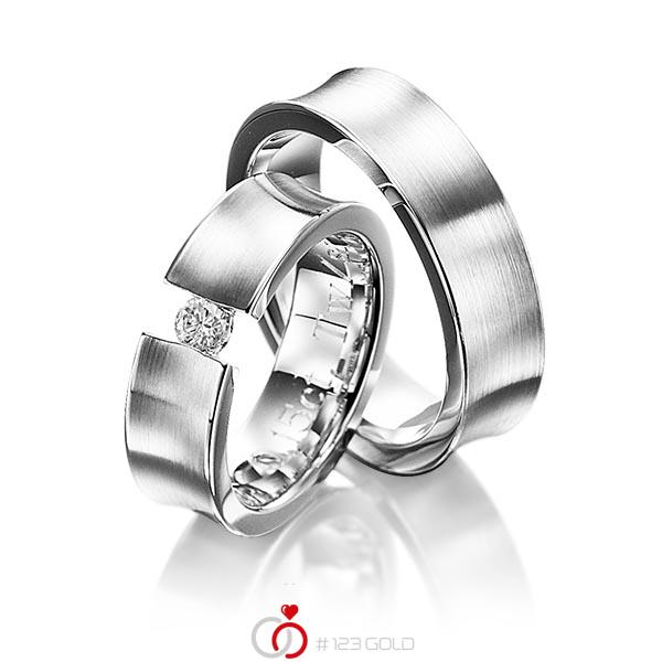 Paar klassische Trauringe/Eheringe in Platin 950 mit zus. 0,15 ct. Brillant tw, si von 123gold - Y-1128-2 Paar klassische Trauringe/Eheringe in Platin 950 mit zus. 0,15 ct. Brillant tw, si von 123gold - Y-1128-2