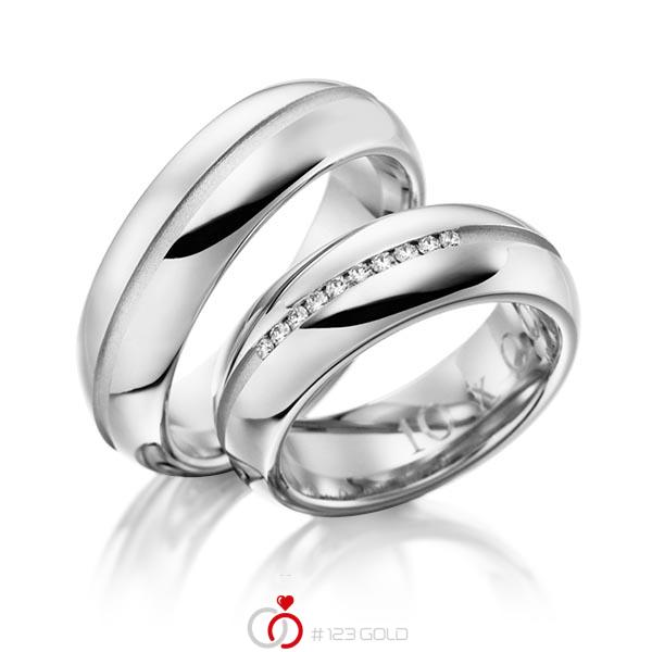 Paar klassische Trauringe/Eheringe in Platin 950 mit zus. 0,1 ct. Brillant tw, si von 123gold - Y-1117-2 Paar klassische Trauringe/Eheringe in Platin 950 mit zus. 0,1 ct. Brillant tw, si von 123gold - Y-1117-2