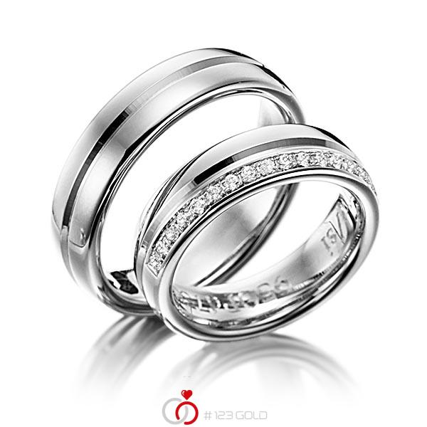Paar klassische Trauringe/Eheringe in Platin 950 mit zus. 0,225 ct. Brillant tw, si von 123gold - Y-1131-2 Paar klassische Trauringe/Eheringe in Platin 950 mit zus. 0,225 ct. Brillant tw, si von 123gold - Y-1131-2