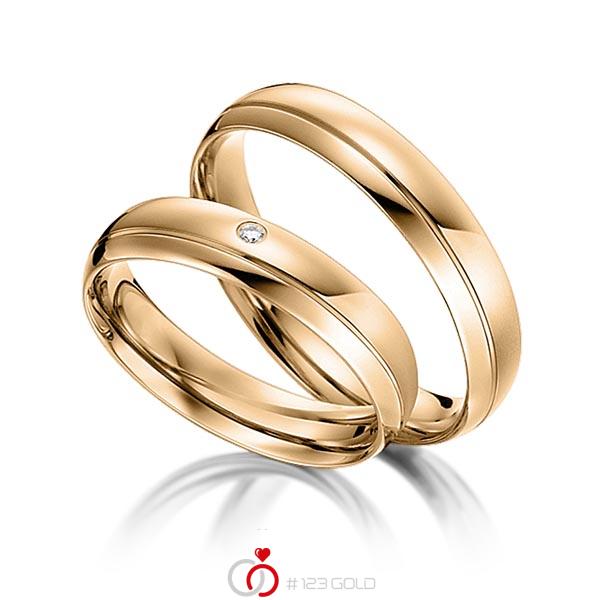 Paar klassische Trauringe/Eheringe in Roségold 585 mit zus. 0,008 ct. Brillant tw, si von acredo - S-1103-4 Paar klassische Trauringe/Eheringe in Roségold 585 mit zus. 0,008 ct. Brillant tw, si von acredo - S-1103-4