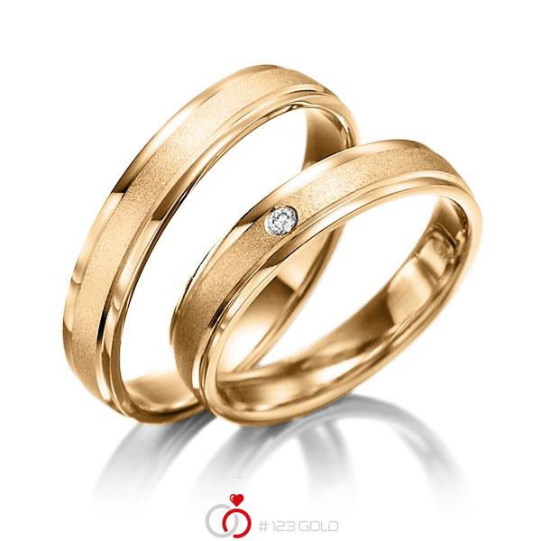 Paar klassische Trauringe/Eheringe in Roségold 585 mit zus. 0,01 ct. Brillant tw, si - NP-1017-9 Paar klassische Trauringe/Eheringe in Roségold 585 mit zus. 0,01 ct. Brillant tw, si - NP-1017-9