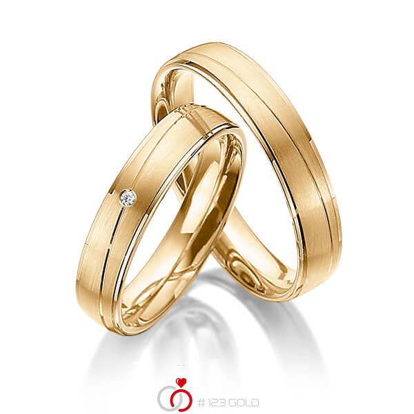 Paar klassische Trauringe/Eheringe in Roségold 585 mit zus. 0,01 ct. Brillant tw, si von 123gold - Y-1315-8 Paar klassische Trauringe/Eheringe in Roségold 585 mit zus. 0,01 ct. Brillant tw, si von 123gold - Y-1315-8