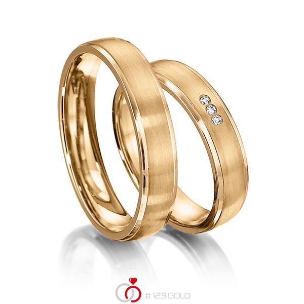Paar klassische Trauringe/Eheringe in Roségold 585 mit zus. 0,024 ct. Brillant tw, si von acredo - S-1159-5 Paar klassische Trauringe/Eheringe in Roségold 585 mit zus. 0,024 ct. Brillant tw, si von acredo - S-1159-5