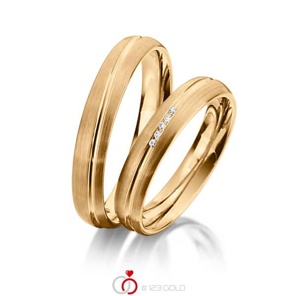 Paar klassische Trauringe/Eheringe in Roségold 585 mit zus. 0,025 ct. Brillant tw, si von 123gold - Y-1310-3 Paar klassische Trauringe/Eheringe in Roségold 585 mit zus. 0,025 ct. Brillant tw, si von 123gold - Y-1310-3