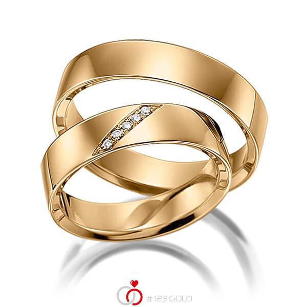 Paar klassische Trauringe/Eheringe in Roségold 585 mit zus. 0,025 ct. Brillant tw, si von acredo - S-1087-2 Paar klassische Trauringe/Eheringe in Roségold 585 mit zus. 0,025 ct. Brillant tw, si von acredo - S-1087-2