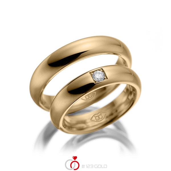 Paar klassische Trauringe/Eheringe in Roségold 585 mit zus. 0,02 ct. Brillant tw, si - NP-1211-3 Paar klassische Trauringe/Eheringe in Roségold 585 mit zus. 0,02 ct. Brillant tw, si - NP-1211-3