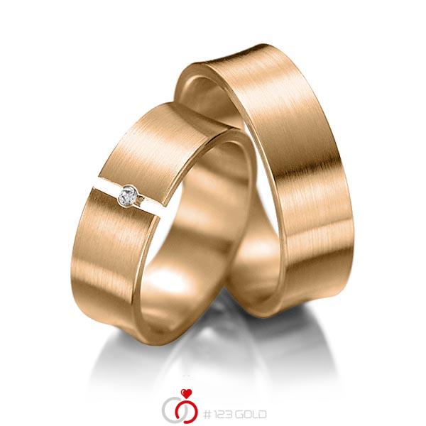 Paar klassische Trauringe/Eheringe in Roségold 585 mit zus. 0,02 ct. Brillant tw, si von 123gold - Y-1049-5 Paar klassische Trauringe/Eheringe in Roségold 585 mit zus. 0,02 ct. Brillant tw, si von 123gold - Y-1049-5