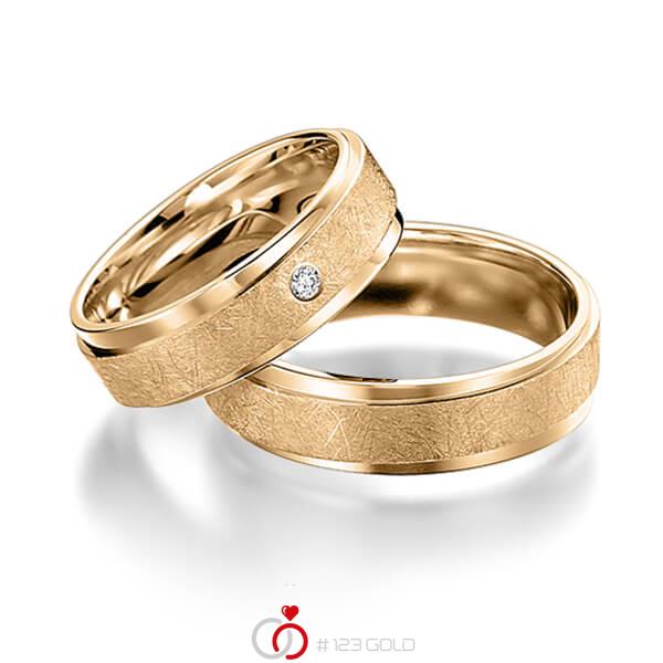 Paar klassische Trauringe/Eheringe in Roségold 585 mit zus. 0,02 ct. Brillant tw, si von acredo - S-1094-3 Paar klassische Trauringe/Eheringe in Roségold 585 mit zus. 0,02 ct. Brillant tw, si von acredo - S-1094-3