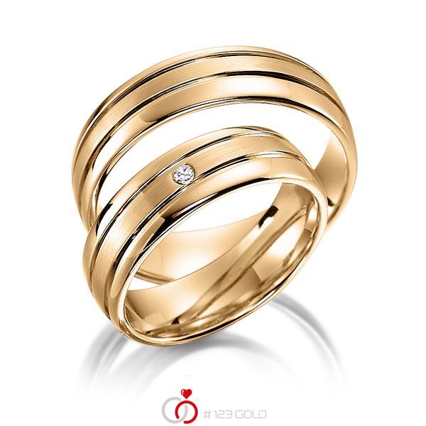 Paar klassische Trauringe/Eheringe in Roségold 585 mit zus. 0,02 ct. Brillant tw, si von acredo - S-1142-3 Paar klassische Trauringe/Eheringe in Roségold 585 mit zus. 0,02 ct. Brillant tw, si von acredo - S-1142-3