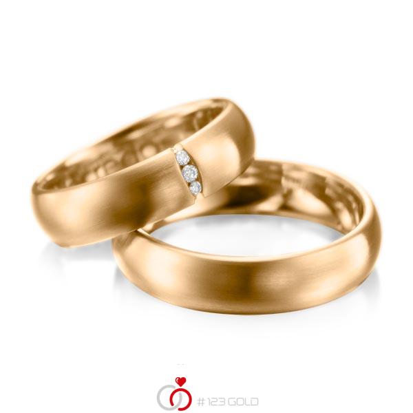 Paar klassische Trauringe/Eheringe in Roségold 585 mit zus. 0,035 ct. Brillant tw, si von acredo - A-1059-4 Paar klassische Trauringe/Eheringe in Roségold 585 mit zus. 0,035 ct. Brillant tw, si von acredo - A-1059-4