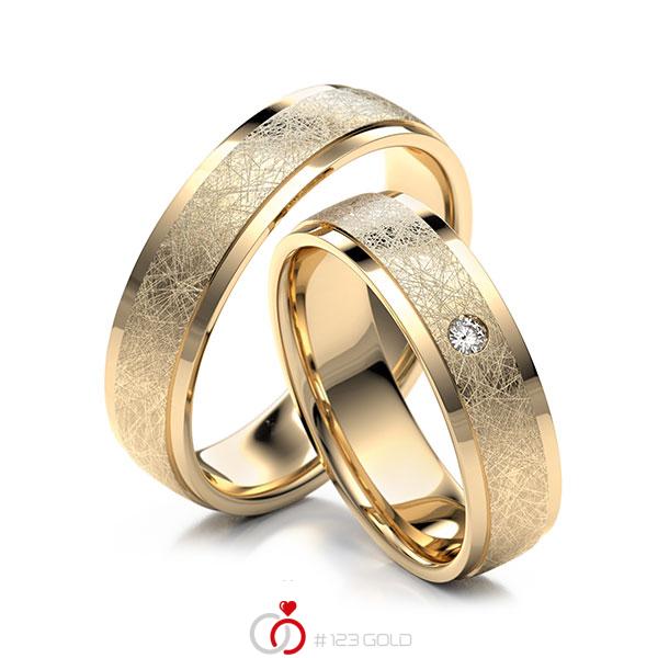 Paar Klassische Trauringe Eheringe In Rosegold 585 Mit Zus 0 03 Ct Brillant Tw Si