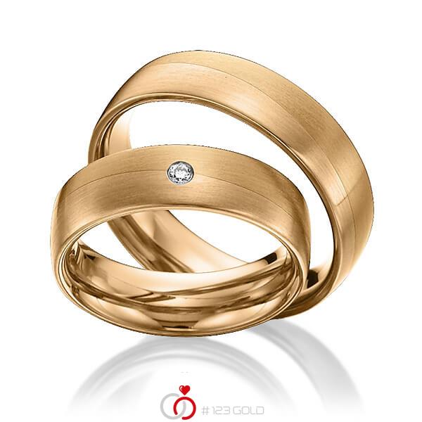 Paar klassische Trauringe/Eheringe in Roségold 585 mit zus. 0,03 ct. Brillant tw, si von 123gold - Y-1290-9 Paar klassische Trauringe/Eheringe in Roségold 585 mit zus. 0,03 ct. Brillant tw, si von 123gold - Y-1290-9
