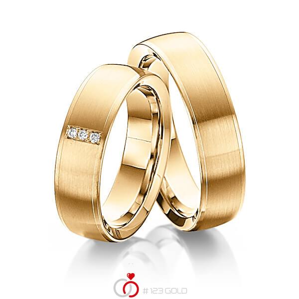 Paar klassische Trauringe/Eheringe in Roségold 585 mit zus. 0,03 ct. Brillant tw, si von 123gold - Y-1302-7 Paar klassische Trauringe/Eheringe in Roségold 585 mit zus. 0,03 ct. Brillant tw, si von 123gold - Y-1302-7