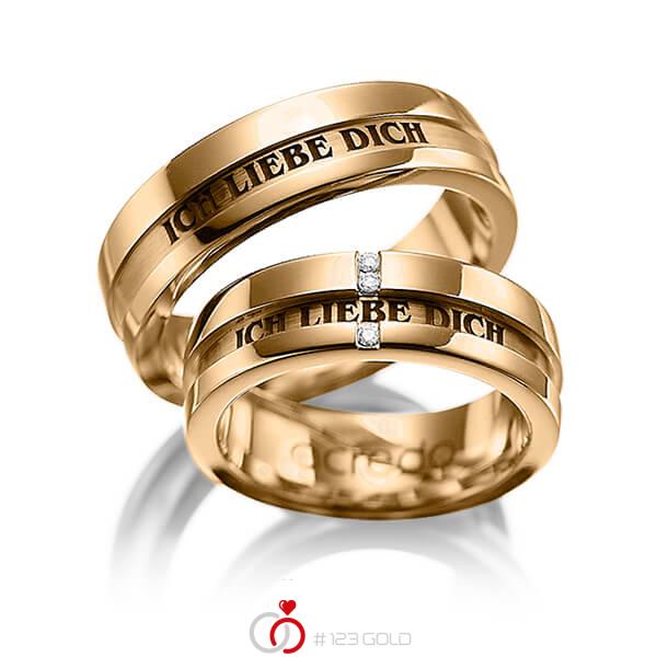 Paar klassische Trauringe/Eheringe in Roségold 585 mit zus. 0,03 ct. Brillant tw, si von acredo - A-1032-8 Paar klassische Trauringe/Eheringe in Roségold 585 mit zus. 0,03 ct. Brillant tw, si von acredo - A-1032-8