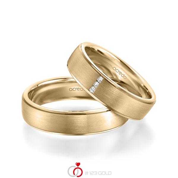 Paar klassische Trauringe/Eheringe in Roségold 585 mit zus. 0,03 ct. Brillant tw, si von acredo - A-1943-7 Paar klassische Trauringe/Eheringe in Roségold 585 mit zus. 0,03 ct. Brillant tw, si von acredo - A-1943-7