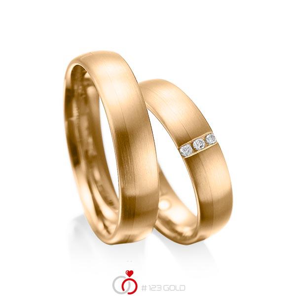 Paar klassische Trauringe/Eheringe in Roségold 585 mit zus. 0,045 ct. Brillant tw, si von acredo - A-1010-8 Paar klassische Trauringe/Eheringe in Roségold 585 mit zus. 0,045 ct. Brillant tw, si von acredo - A-1010-8