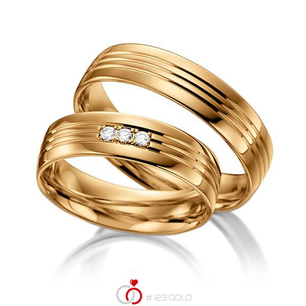 Paar klassische Trauringe/Eheringe in Roségold 585 mit zus. 0,045 ct. Brillant tw, si von acredo - S-1100-3 Paar klassische Trauringe/Eheringe in Roségold 585 mit zus. 0,045 ct. Brillant tw, si von acredo - S-1100-3