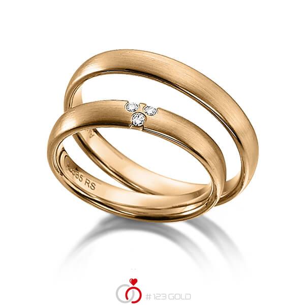Paar klassische Trauringe/Eheringe in Roségold 585 mit zus. 0,045 ct. Brillant tw, si von acredo - S-1118-2 Paar klassische Trauringe/Eheringe in Roségold 585 mit zus. 0,045 ct. Brillant tw, si von acredo - S-1118-2
