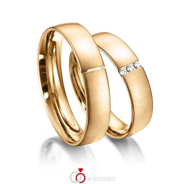 Paar klassische Trauringe/Eheringe in Roségold 585 mit zus. 0,045 ct. Brillant tw, si von acredo - S-1147-2 Paar klassische Trauringe/Eheringe in Roségold 585 mit zus. 0,045 ct. Brillant tw, si von acredo - S-1147-2