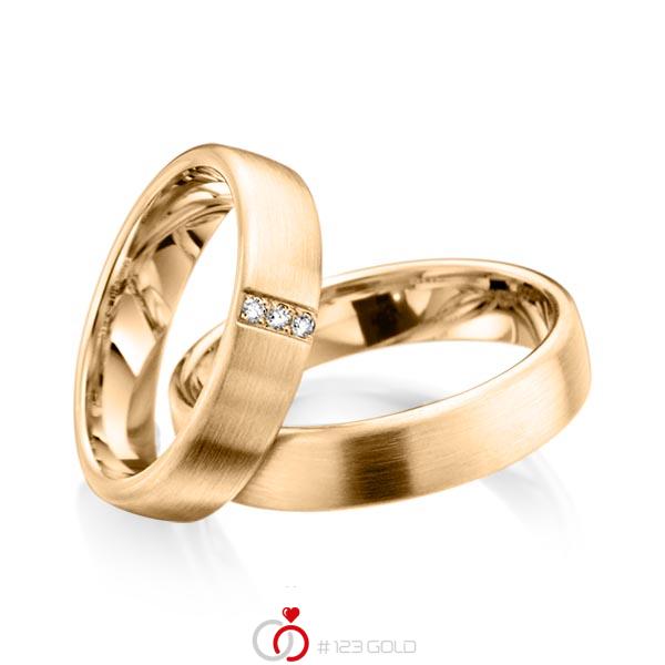 Paar klassische Trauringe/Eheringe in Roségold 585 mit zus. 0,045 ct. Brillant tw, si von Steinberg - Q-1037-5 Paar klassische Trauringe/Eheringe in Roségold 585 mit zus. 0,045 ct. Brillant tw, si von Steinberg - Q-1037-5
