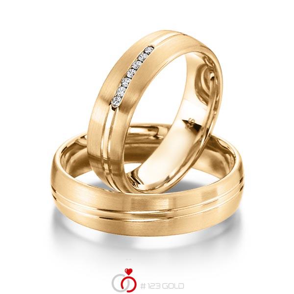Paar klassische Trauringe/Eheringe in Roségold 585 mit zus. 0,056 ct. Brillant tw, si von acredo - S-1140-2 Paar klassische Trauringe/Eheringe in Roségold 585 mit zus. 0,056 ct. Brillant tw, si von acredo - S-1140-2