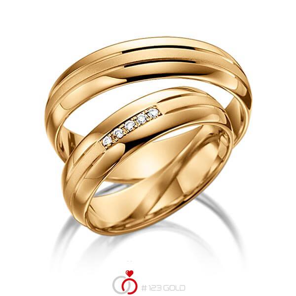 Paar klassische Trauringe/Eheringe in Roségold 585 mit zus. 0,05 ct. Brillant tw, si von acredo - S-1095-3 Paar klassische Trauringe/Eheringe in Roségold 585 mit zus. 0,05 ct. Brillant tw, si von acredo - S-1095-3