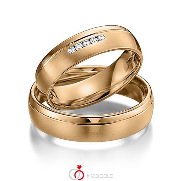 Paar klassische Trauringe/Eheringe in Roségold 585 mit zus. 0,05 ct. Brillant tw, si von acredo - S-1101-3 Paar klassische Trauringe/Eheringe in Roségold 585 mit zus. 0,05 ct. Brillant tw, si von acredo - S-1101-3