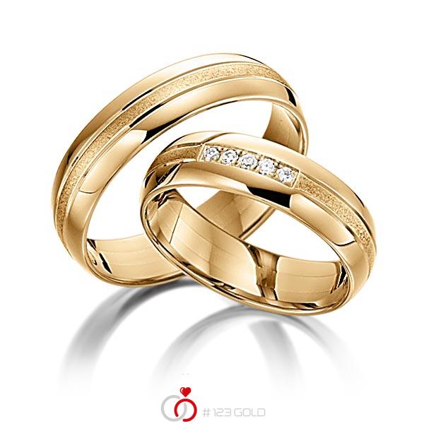 Paar klassische Trauringe/Eheringe in Roségold 585 mit zus. 0,05 ct. Brillant tw, si von acredo - S-1108-4 Paar klassische Trauringe/Eheringe in Roségold 585 mit zus. 0,05 ct. Brillant tw, si von acredo - S-1108-4