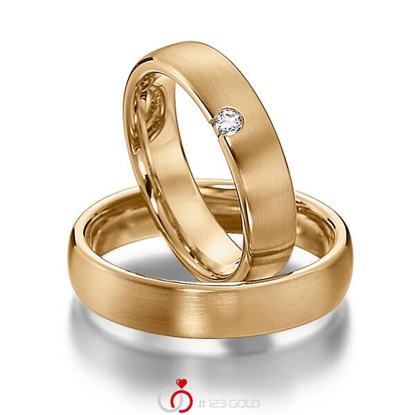 Paar klassische Trauringe/Eheringe in Roségold 585 mit zus. 0,05 ct. Brillant tw, si von acredo - S-1116-1 Paar klassische Trauringe/Eheringe in Roségold 585 mit zus. 0,05 ct. Brillant tw, si von acredo - S-1116-1