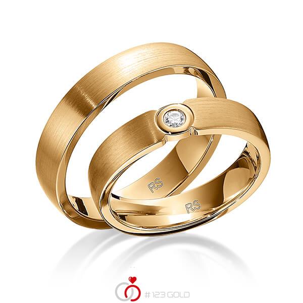 Paar klassische Trauringe/Eheringe in Roségold 585 mit zus. 0,05 ct. Brillant tw, si von acredo - S-1132-3 Paar klassische Trauringe/Eheringe in Roségold 585 mit zus. 0,05 ct. Brillant tw, si von acredo - S-1132-3