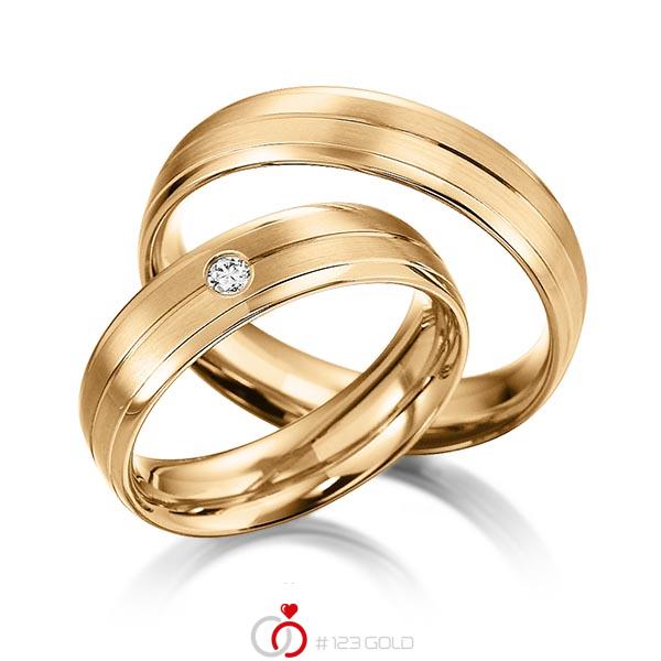 Paar klassische Trauringe/Eheringe in Roségold 585 mit zus. 0,05 ct. Brillant tw, si von acredo - S-1156-5 Paar klassische Trauringe/Eheringe in Roségold 585 mit zus. 0,05 ct. Brillant tw, si von acredo - S-1156-5