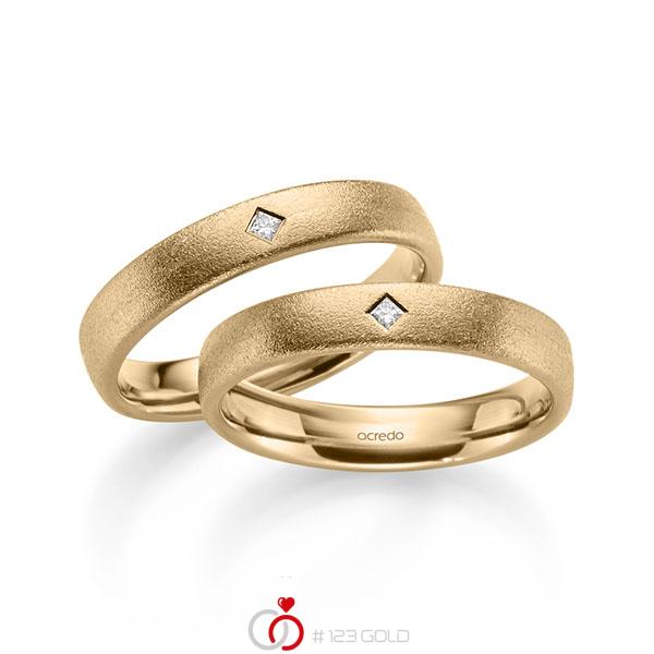 Paar klassische Trauringe/Eheringe in Roségold 585 mit zus. 0,05 ct. Prinzess-Diamant tw, si von acredo - A-2184-5 Paar klassische Trauringe/Eheringe in Roségold 585 mit zus. 0,05 ct. Prinzess-Diamant tw, si von acredo - A-2184-5