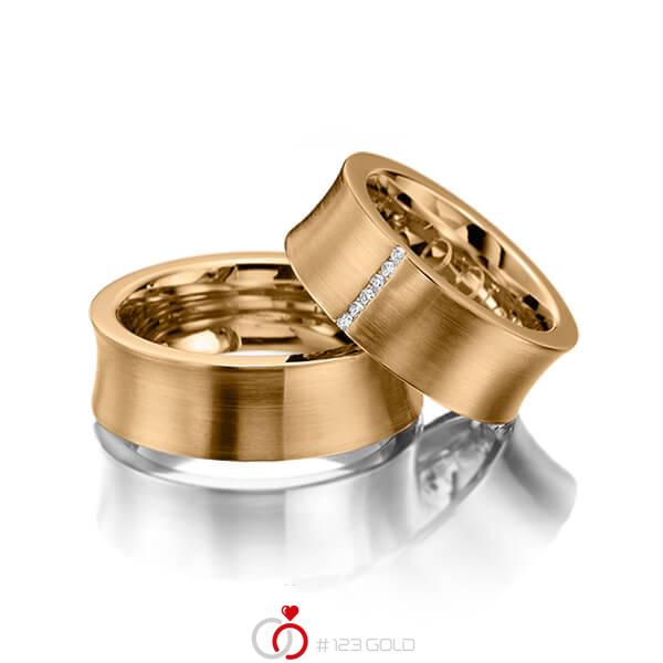 Paar klassische Trauringe/Eheringe in Roségold 585 mit zus. 0,06 ct. Brillant tw, si von 123gold - Y-1120-6 Paar klassische Trauringe/Eheringe in Roségold 585 mit zus. 0,06 ct. Brillant tw, si von 123gold - Y-1120-6