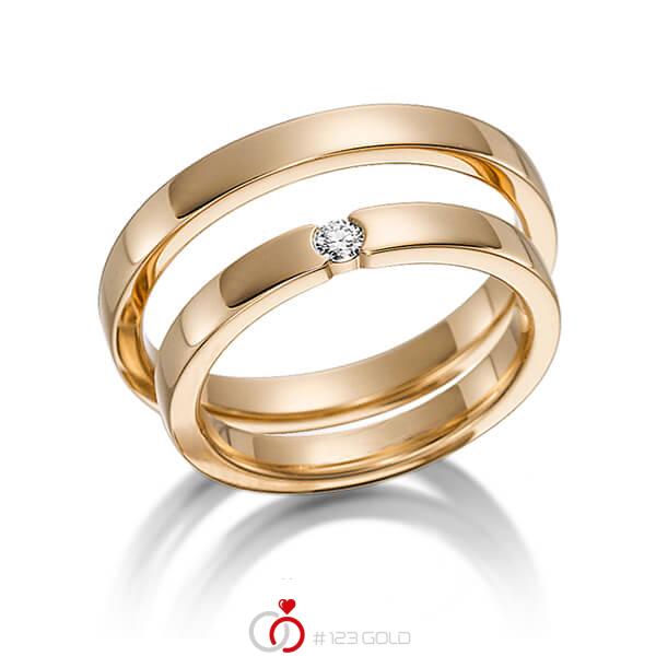 Paar klassische Trauringe/Eheringe in Roségold 585 mit zus. 0,06 ct. Brillant tw, si von acredo - S-1113-1 Paar klassische Trauringe/Eheringe in Roségold 585 mit zus. 0,06 ct. Brillant tw, si von acredo - S-1113-1