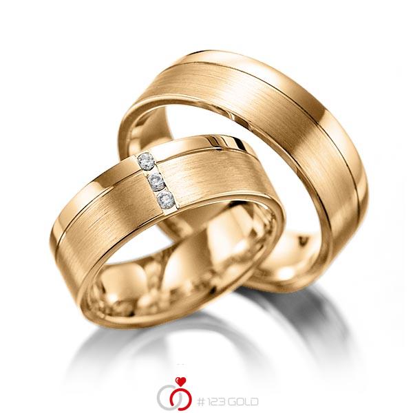 Paar klassische Trauringe/Eheringe in Roségold 585 mit zus. 0,06 ct. Brillant tw, si von Steinberg - Q-1243-6 Paar klassische Trauringe/Eheringe in Roségold 585 mit zus. 0,06 ct. Brillant tw, si von Steinberg - Q-1243-6