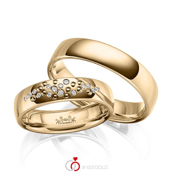 Paar klassische Trauringe/Eheringe in Roségold 585 mit zus. 0,084 ct. Brillant w, si von Steinberg - Q-1665-4 Paar klassische Trauringe/Eheringe in Roségold 585 mit zus. 0,084 ct. Brillant w, si von Steinberg - Q-1665-4