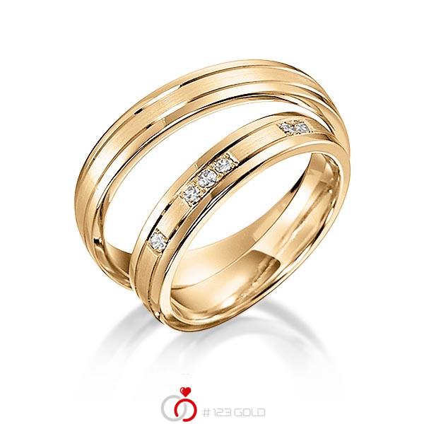 Paar klassische Trauringe/Eheringe in Roségold 585 mit zus. 0,09 ct. Brillant tw, si von acredo - S-1128-4 Paar klassische Trauringe/Eheringe in Roségold 585 mit zus. 0,09 ct. Brillant tw, si von acredo - S-1128-4