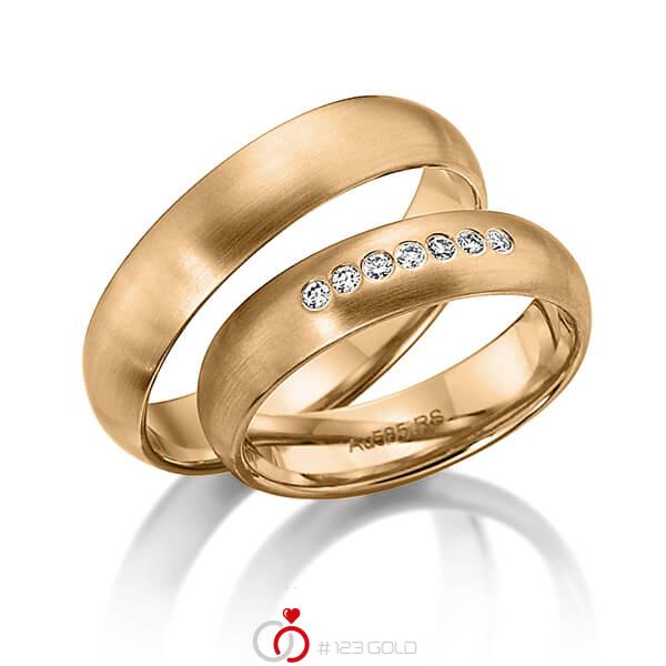 Paar klassische Trauringe/Eheringe in Roségold 585 mit zus. 0,105 ct. Brillant tw, si von acredo - S-1122-1 Paar klassische Trauringe/Eheringe in Roségold 585 mit zus. 0,105 ct. Brillant tw, si von acredo - S-1122-1