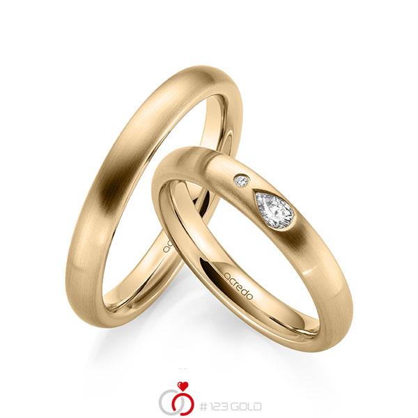 Paar klassische Trauringe/Eheringe in Roségold 585 mit zus. 0,108 ct. Brillant tw, vs tw, si von acredo - A-2138-3 Paar klassische Trauringe/Eheringe in Roségold 585 mit zus. 0,108 ct. Brillant tw, vs tw, si von acredo - A-2138-3