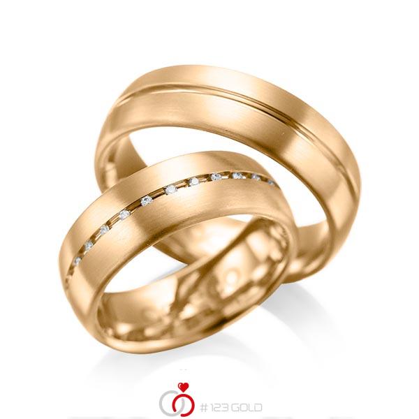 Paar klassische Trauringe/Eheringe in Roségold 585 mit zus. 0,145 ct. Brillant tw, si von acredo - A-1012-3 Paar klassische Trauringe/Eheringe in Roségold 585 mit zus. 0,145 ct. Brillant tw, si von acredo - A-1012-3