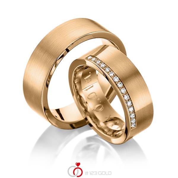 Paar klassische Trauringe/Eheringe in Roségold 585 mit zus. 0,15 ct. Brillant tw, si von 123gold - Y-1039-5 Paar klassische Trauringe/Eheringe in Roségold 585 mit zus. 0,15 ct. Brillant tw, si von 123gold - Y-1039-5