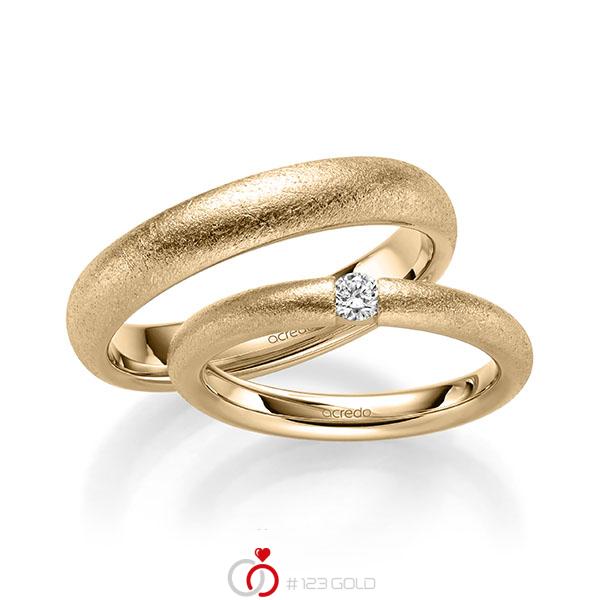Paar klassische Trauringe/Eheringe in Roségold 585 mit zus. 0,1 ct. Brillant tw, si von acredo - A-1959-2 Paar klassische Trauringe/Eheringe in Roségold 585 mit zus. 0,1 ct. Brillant tw, si von acredo - A-1959-2